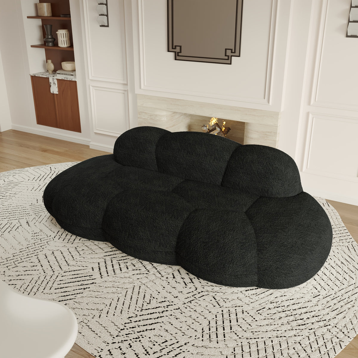 Cloud Shaped Couches for Living Room, Modern Comfy Compressed Sofa, Cloud Shaped Leisure Sofa, Upholstered Couch for Bedroom, Apartment, Small Space (No Installation Required)