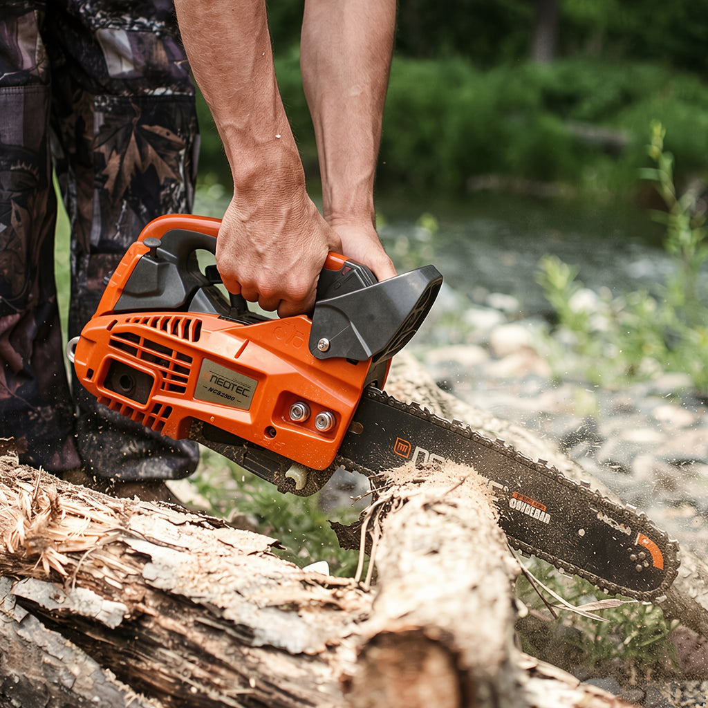 NEO-TEC 12'' Top Handle Gas Chainsaw, 2-Stroke 25.4cc Portable Chain Saws for Trees Gas Powered Wood Cutting