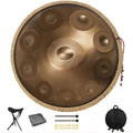 440Hz 22-Inch 10 Notes Handpan Drum Premium Steel Hand Drum For Adults, Golden Handpan Instrument For Meditation, Sleep Aid & Relaxation. A Complete Soothing Sound Healing Tool For Mindful Practice Gift Giving.