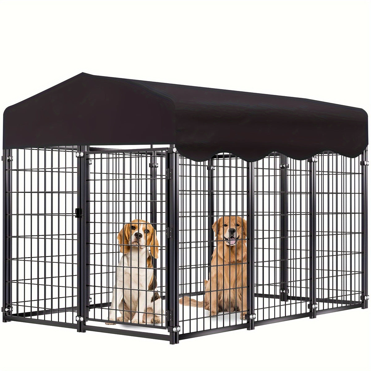 Outdoor Indoor Heavy Duty Dog House Sun Protection And Rain Durable 6.2ftx4ftX4.5ft Metal Dog House with Top Fence, Outdoor Large Dog Cage Puppy Keep with Top Dog House with Top Courtyard Dog Cage