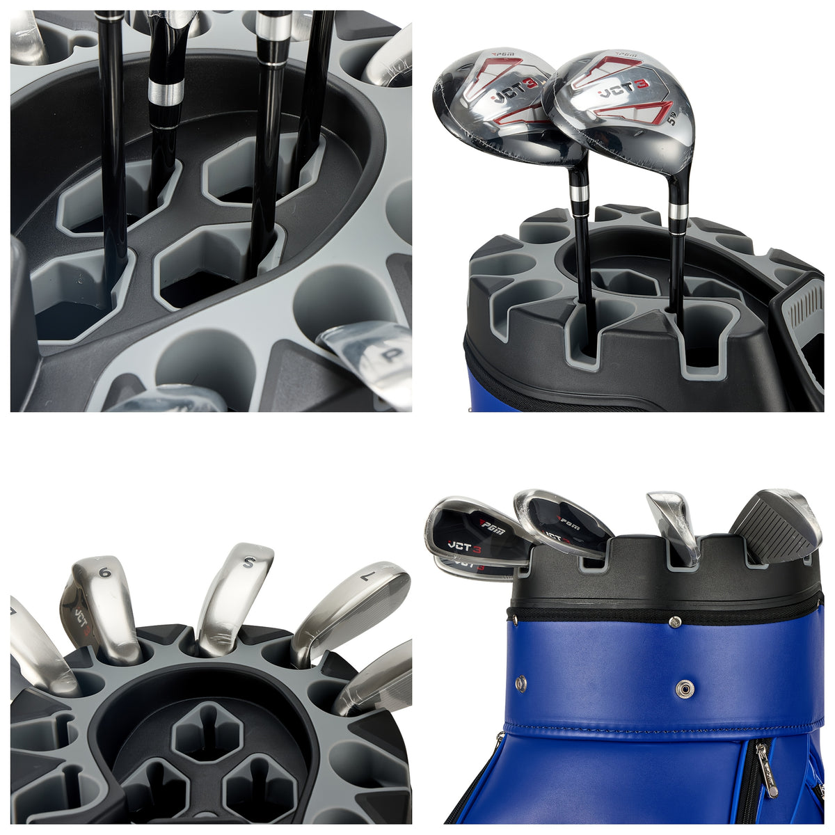 PGM Golf Cart Bag With 14 Way Organizer Divider Top, Premium Cart Bag With Handles And Rain Cover For Men/Blue