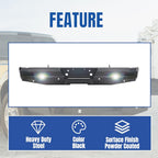 Heavy Duty Offroad Rear Bumper for 1999-2016 Ford F250 F350 Super Duty, Black Powder Coated Steel with 2 x 18W LED Lights