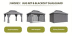 10'x12'/10'x10'/8'x8' Outdoor Gazebo & Pergola for Patio - Double Roof Steel Canopy with Mosquito Net And Privacy Screen, Heavy Duty Party Tent Shelter for Backyard, Lawn, Garden, All-Weather Gazebos with Patio Cover (Grey/Beige/Blue)