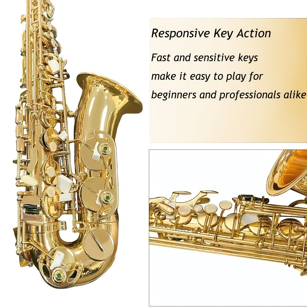 WUQIMUSC Alto And Soprano Saxophone | E-Flat Alto/B-Flat Soprano Available | Multiple Colors And Golden Lacquer End | Handcrafted | Full Kit with Case And Mouthpiece | Ideal Easter Gift for Friends, Him And Her Wind Instruments