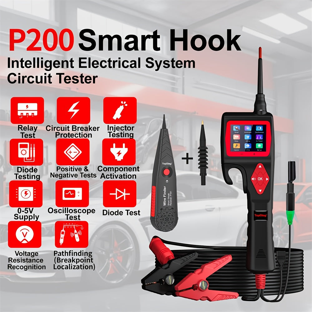 P200 Power Circuit Probe Kit, 9-30V Automotive Circuit Tester, Circuit Breaker Finder, Multimeter, Activating Component, Relay Test, Fuel Injector Tester, Oscilloscope, 0-5V Power