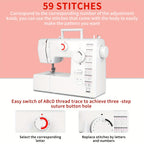 Sewing Machine -59 Needle Pedal Sewing Machine, 705 Multifunctional Home Sewing Machine, Two Options for Double Needle Sewing Mode And Single Needle Sewing Mode, Capable Of Sewing Up to 6 Layers Of Fabric, Meeting DIY Sewing Needs