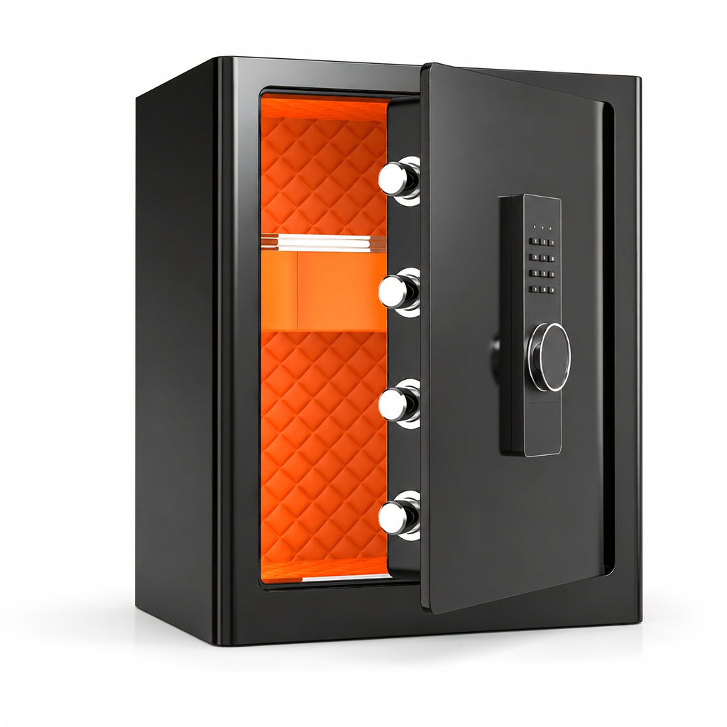 [Security Safe Box] FABAO for Home Safe Box, 2.0 Cuft Security Safe with Digital Keypad, Personal Document Safe with LED Light And Shelf, Drawer for Home Dorm Office Hotel Business
