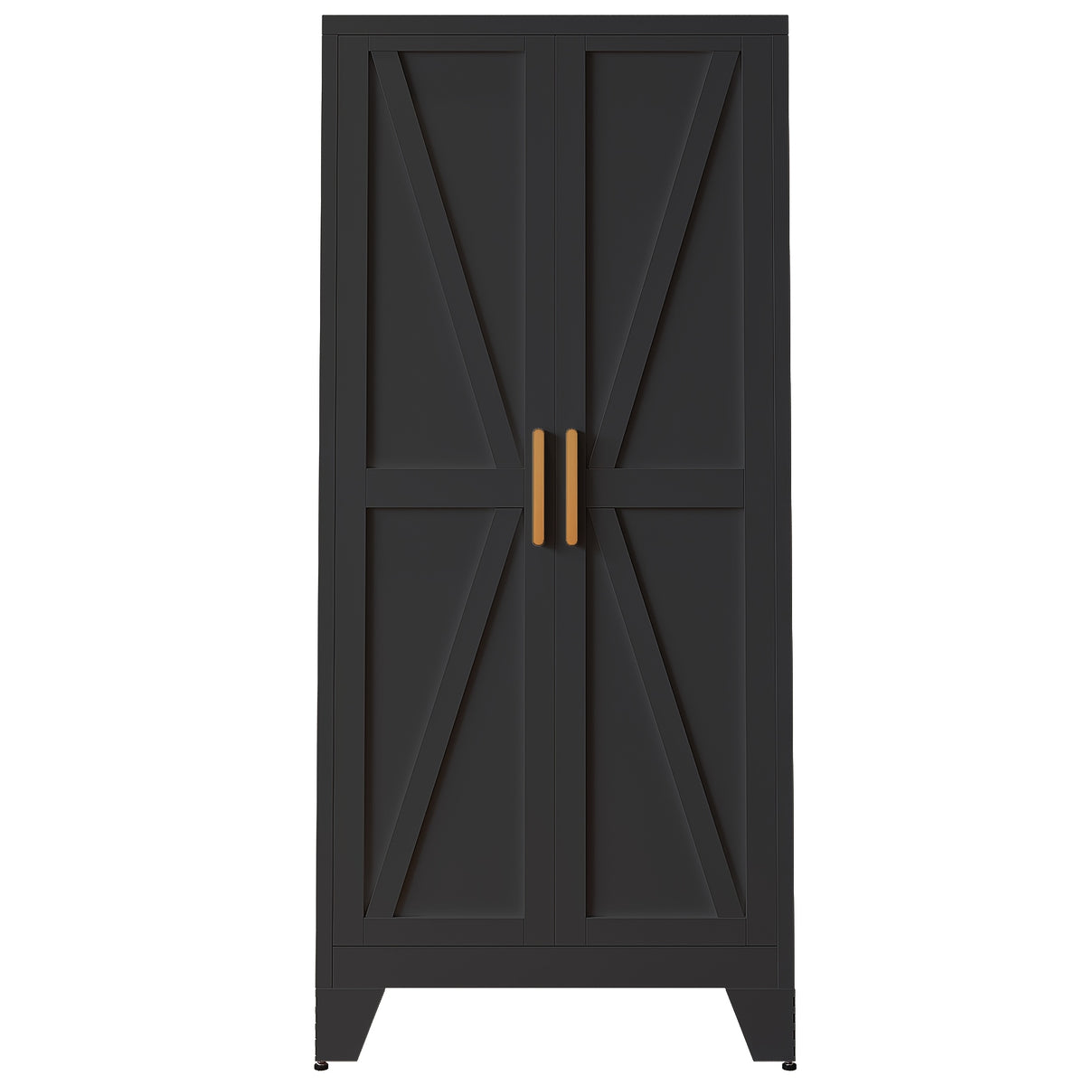 61"/71" Tall Metal Storage Cabinet With 2 Doors And 4 Adjustable Shelves, 5-Tier Kitchen Pantry Storage Cabinet For Kitchen, Living Room, Dining Room And Office