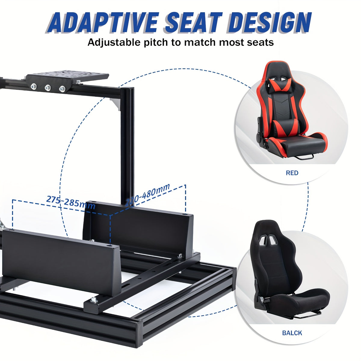 Mokapit More Sturdy Aluminum Alloy Racing Simulator Cockpit Fits for Logitech/ Thrustmaster/ Fanatec/ Moza G29 G920 G923 T300RS Gaming Steering Wheel Stand Excludes Shift Levers Steering Wheels Pedals