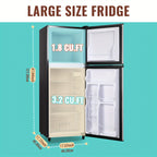 WANAI Double Door Small Refrigerator with Freezer, 3.5/4.5/5.0 Cu.Ft Small Fridge with 7 Level Adjustable Thermostat & Removable Shelves, Mini Refrigerator for Kitchen Apartment And Office, Silvery