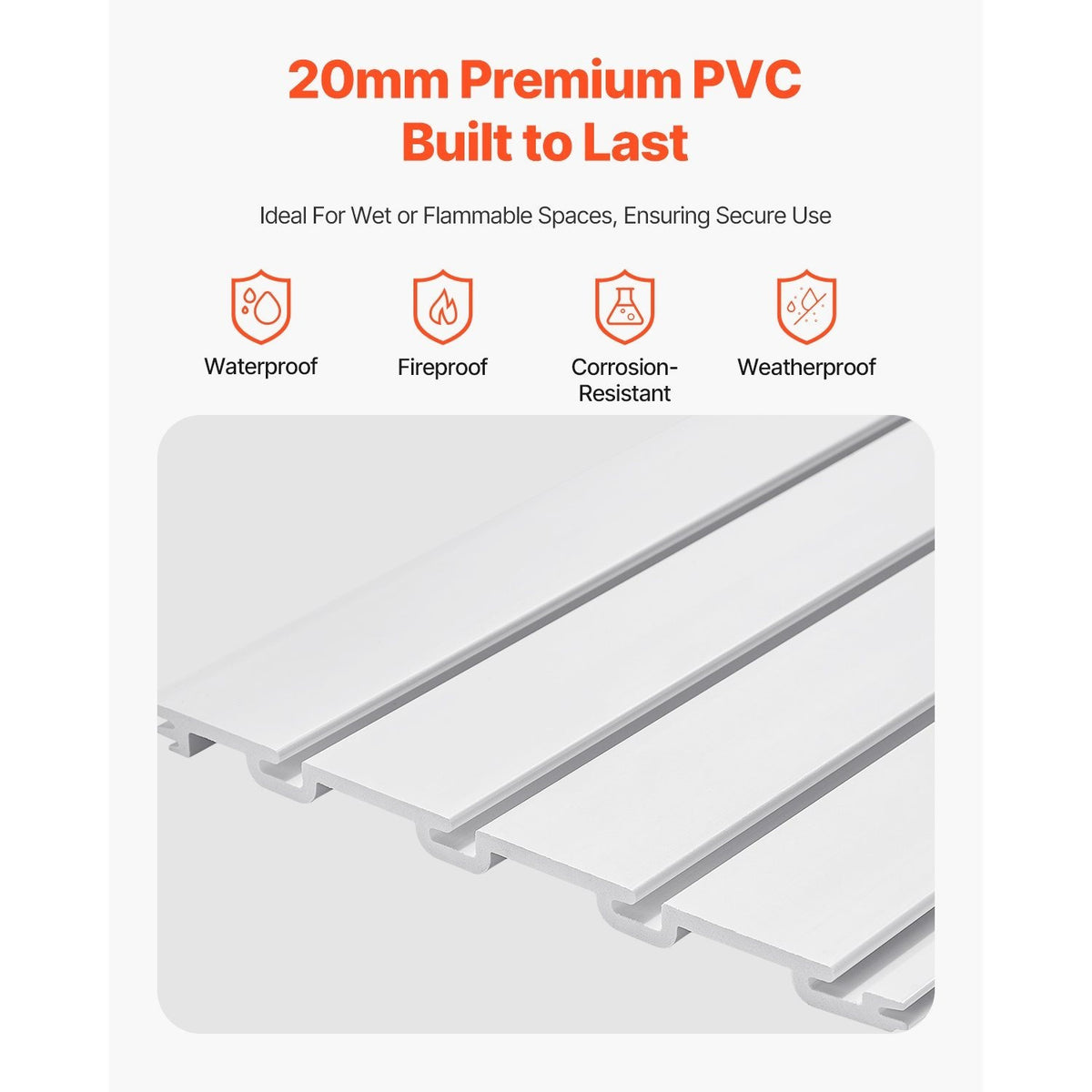 VEVOR 2 x 4 ft / 4 x 4 ft / 8 x 4 ft Slat Wall Paneling PVC White Garage Slatwall with Modular Design White/Grey/Black