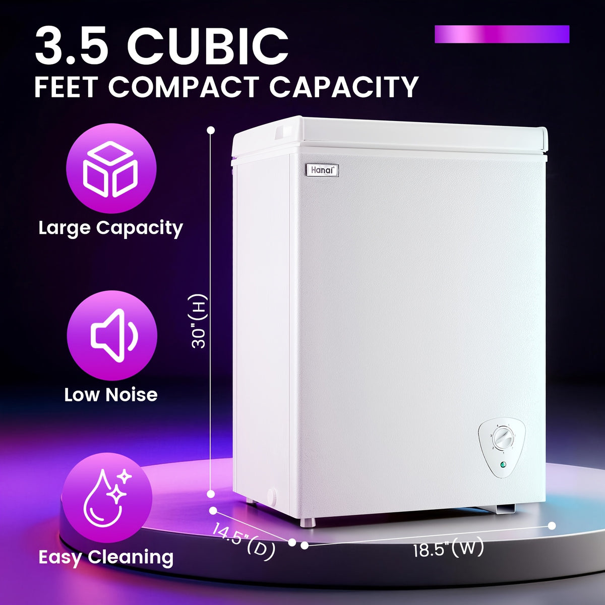 3.5/2.5 Cubic Feet Chest Freezer with 2 Removable Baskets Free Standing Top Open Door Compact Deep Freezer with Adjustable Temperature for Home, Kitchen, Office, Bar