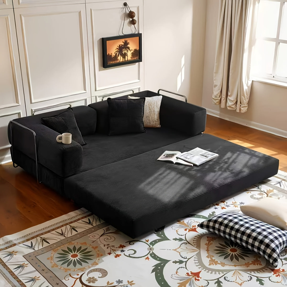 Boneless Sofa Bed, Modern Cloud Couch Folding Sofa Bed, Modular Sofa In A Box Compressed Memory Foam Sofa with Washable Sofa Cover for Living Room, Bedroom, Apartment