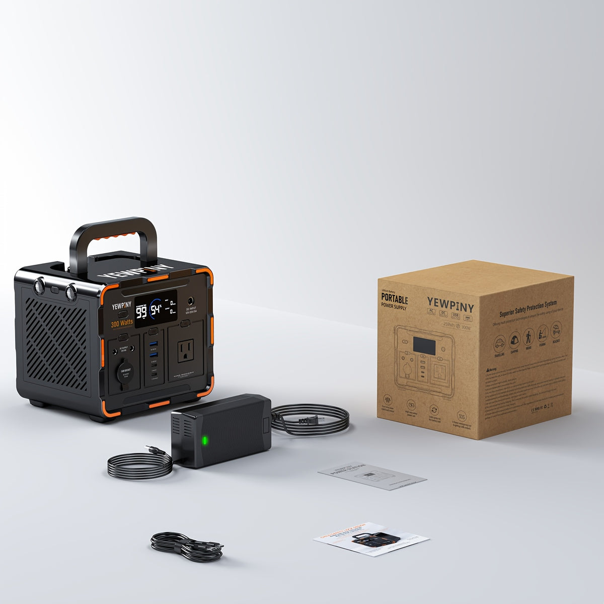 [Portable, Fast Charging] 300W/600W YEWPINY Portable Power Station, Featuring Fast Charging, 259Wh/599.4Wh Lithium-Ion Battery Solar Generator, 17,500mAh/27,000mAh High-Capacity Lithium-Ion Battery, Ideal for Home Use, Outdoor Trips, Camping, Hunting, and