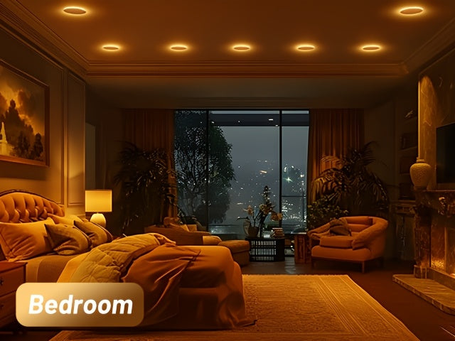 12/6 Pack 4/6 Inch 5CCT LED Recessed Ceiling Light with Night Light, 2700K/3000K/3500K/4000K/5000K Selectable Ultra-Thin Lighting, 12W=110W, 1100LM, Dimmable Canless Wafer Downlight