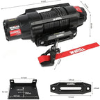 X-BULL New 12V DC 3000/5000/6000/13500Lb Electric Winch for Towing ATV/UTV, Boat, Off Road, Corded Control Recovery, Portable Synthetic Rope Electric Winch with Hawse Fairlead