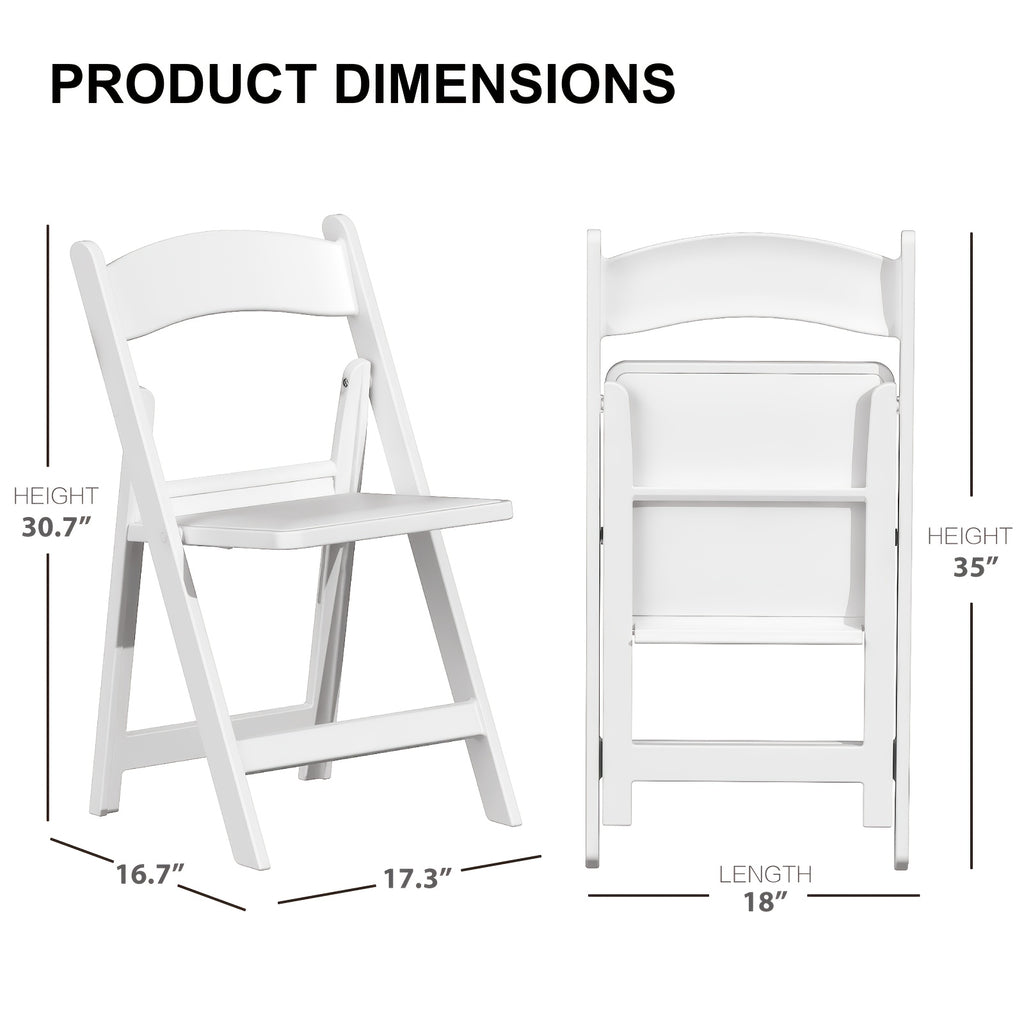 4-Pack White Folding Office Chairs, Indoor/Outdoor Resin Folding Chairs, Portable Seating Suitable For Offices, Conference Rooms, Courtyards, Home Use, Gardens