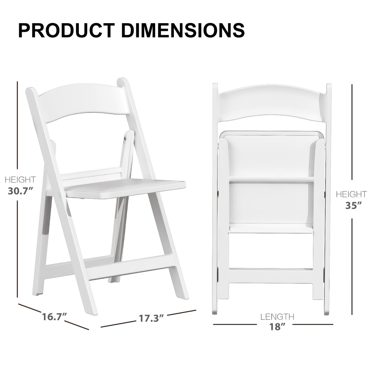 4-Pack White Folding Office Chairs, Indoor/Outdoor Resin Folding Chairs, Portable Seating Suitable For Offices, Conference Rooms, Courtyards, Home Use, Gardens