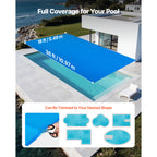 VEVOR Solar Pool Cover, 36 x 16 ft / 36 x 18 ft Rectangle Pool Bubble Cover, 12 Mil / 8 Mil Pools Solar Blanket with Bubble & PE Material, Daytime Heat Absorption, Nighttime Heat Retention, Heat Retaining Solars Covers, Blue