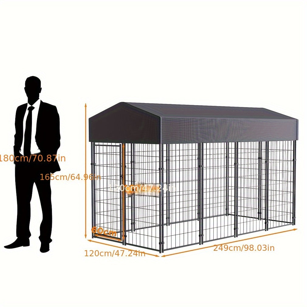 Large Dog Cage Heavy Duty Metal Dog Kennel Outdoor Indoor With Waterproof Cover S-XL