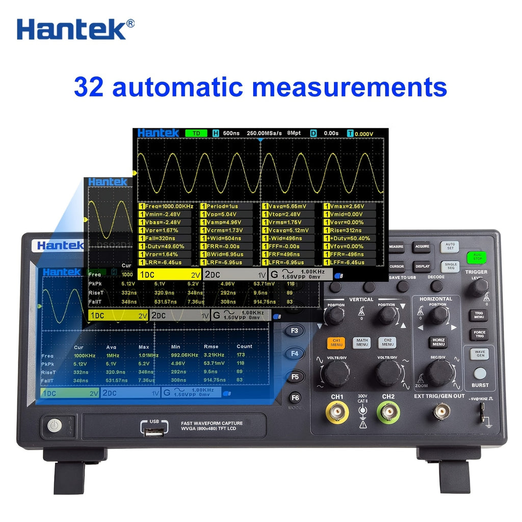 [Hantek Oscilloscope] Hantek DSO2D15 2 Channel Digital Storage Oscilloscope | 150MHz 1GSa/s 8m, 2CH+1CH +Signal Source