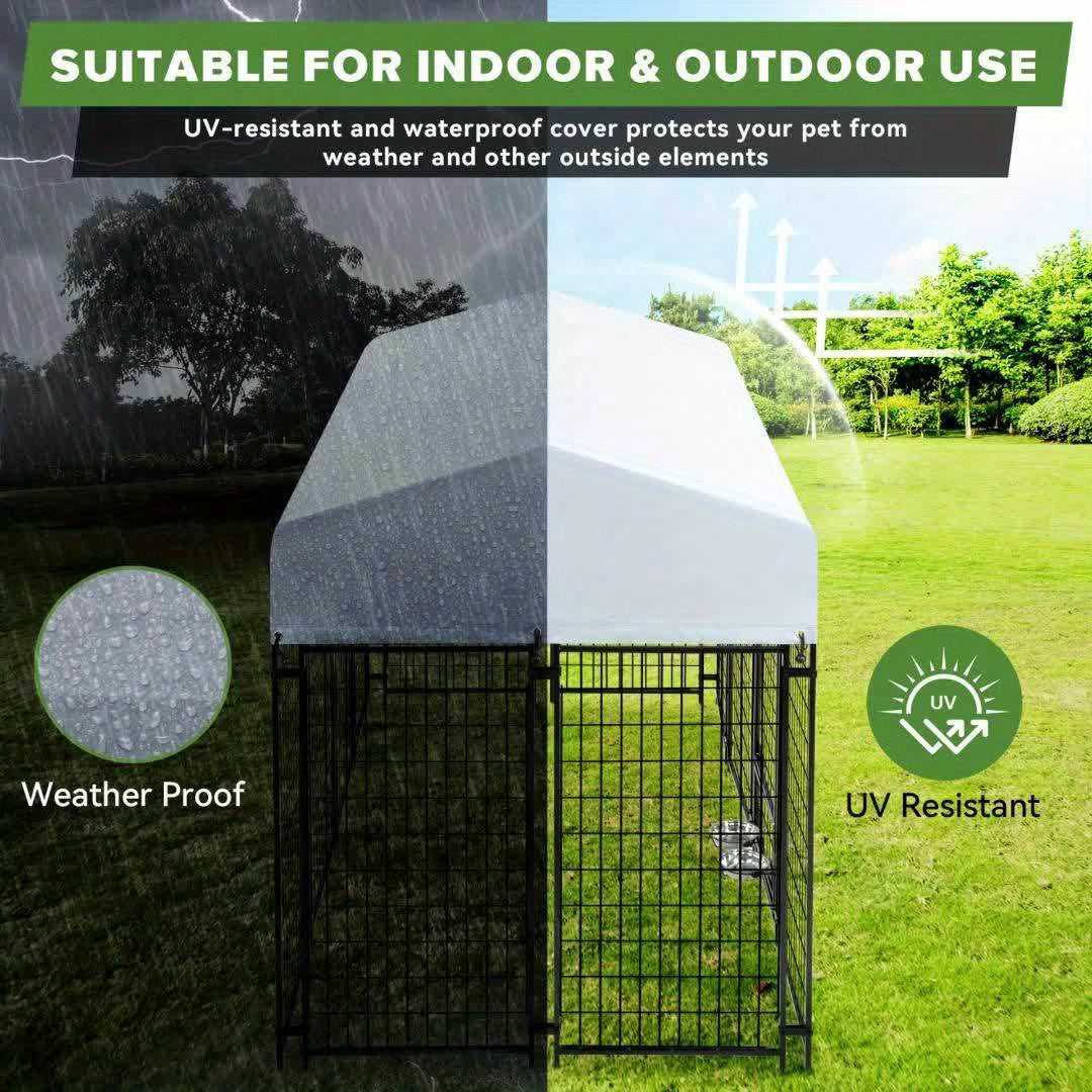 [Heavy Duty Dog Kennel] Oranland 7.8*4.3*5 Heavy Duty Dog Kennel Outdoor For Large Dogs -2025 New Design Space Efficient Welded Steel Playpen With Upgraded Secure Lock & UV-Resistant Roof & 2 Rotating Bowls Small/Medium/Large Dogs)