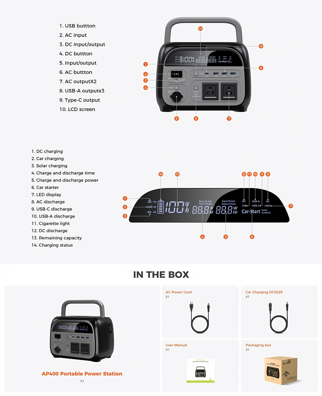 Ctolity Peak 1000W, Rate 500W Portable Power Station, 345Wh LifePo4 Battery, UPS Function, Pure Sine Wave, Backup Power for Home Blackout/ RV/ Camping, Emergency Power Supply, Compact Design, Durable Construction, Cell Phone Battery Charger