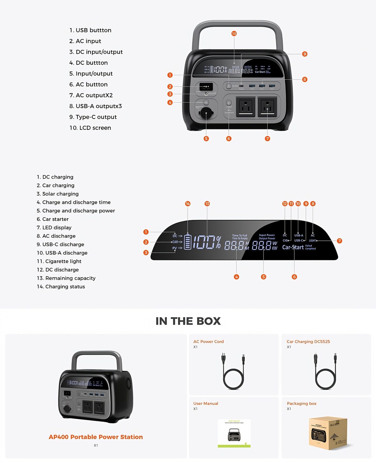 Ctolity Peak 1000W, Rate 500W Portable Power Station, 345Wh LifePo4 Battery, UPS Function, Pure Sine Wave, Backup Power for Home Blackout/ RV/ Camping, Emergency Power Supply, Compact Design, Durable Construction, Cell Phone Battery Charger