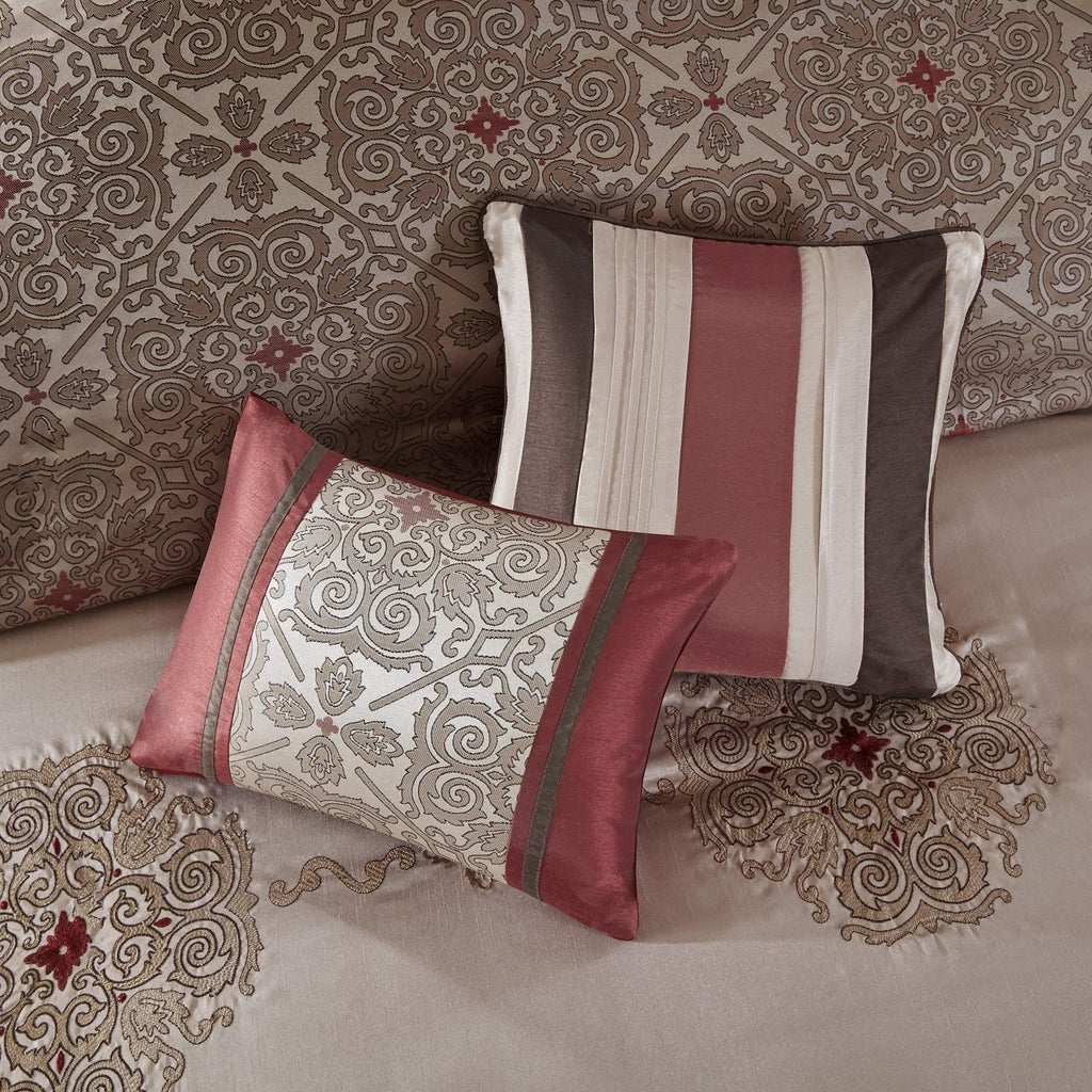 Luxury 24-Piece Satin Jacquard Comforter Set – All-Season Complete Bedding Ensemble, Sheets, decorative pillows and Curtains, Valance, Bed in a Bag, Queen, King, CalKing