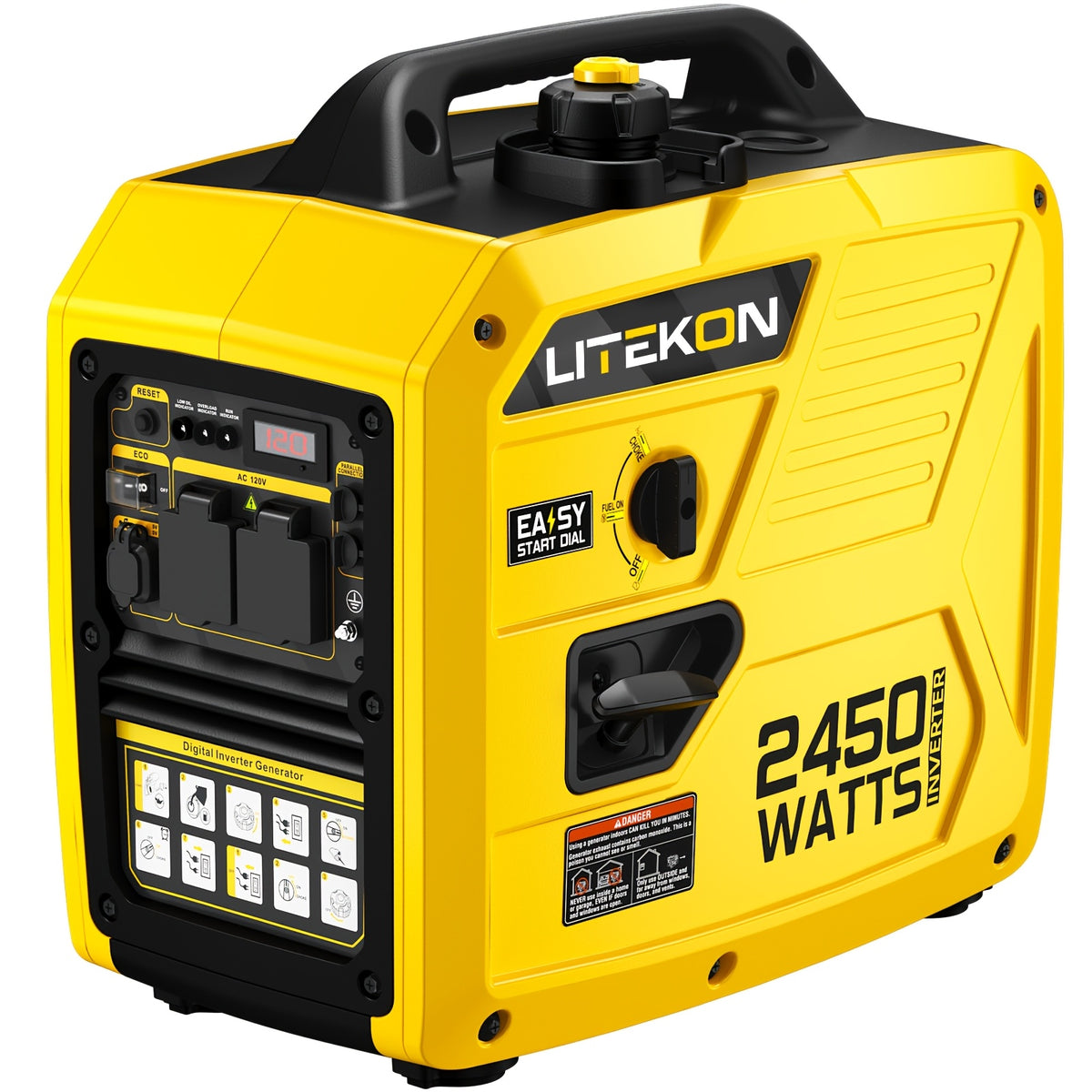 2450-Watt Portable Inverter Generator for Home Use, Super Quiet Small 120V Gas Generator for Camping, 1.6 Gallon Gas Tank for 8.3 Hours Use. Ideal for Yard, Lawn, Garden, Camping, RV, for home Backup Power-Father'S Day Gift
