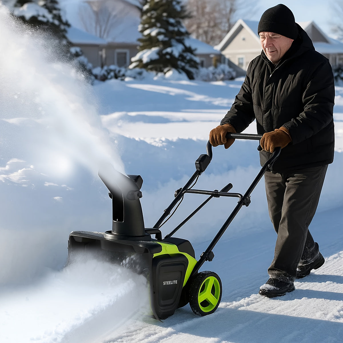 Steelite 40V Cordless Snow Blower, 20" Wide Clearing Capacity, 850 Lbs/Min, Includes 2x4.0 Ah Batteries & Charger, Tool For Easy Snow Removal