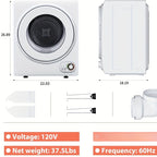 ICYGLEE 110V Portable Laundry Dryer with Stainless Steel Drum, Compact Electric Dryer 1.5/1.85 Cu.ft Front Load, Ideal for Apartments, RVs, And Dorms, White, User-friendly Controls