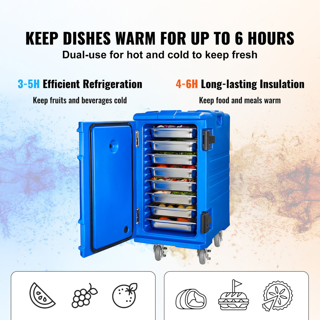 VEVOR Insulated Food Pan Carrier Stackable Catering Dishbox 90L/120L Chafing Dish, Small wheel/Large wheel
