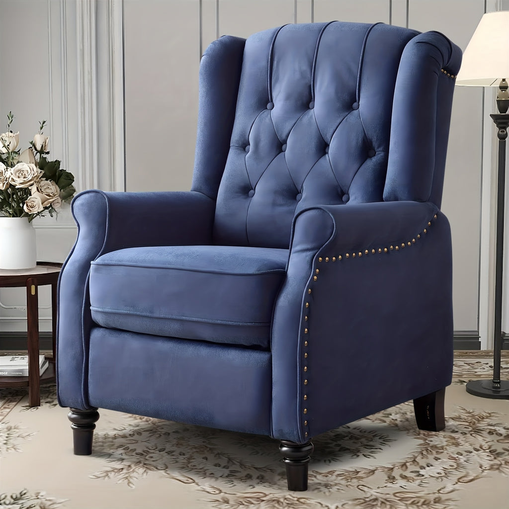 Mid-Century Pushback Recliner Chair with Fabric Upholstery for Living Room or Bedroom Seating