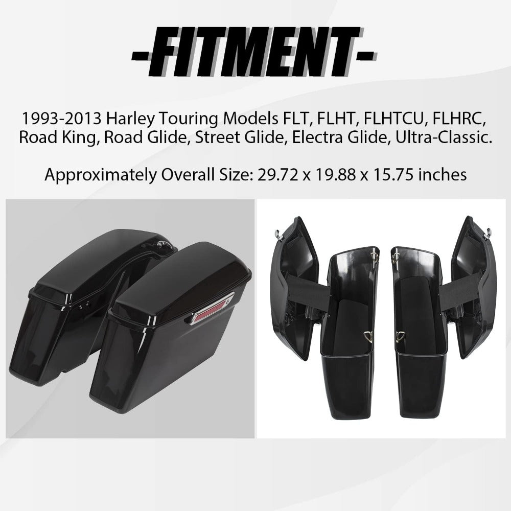 Hard Saddle Bags Trunk W/Lid & Latch Key Compatible With 1993-2013 for Touring Models FLT, FLHT, FLHTCU, FLHRC, Road King, Road Glide, Street Glide, Electra Glide, Ultra-Classic