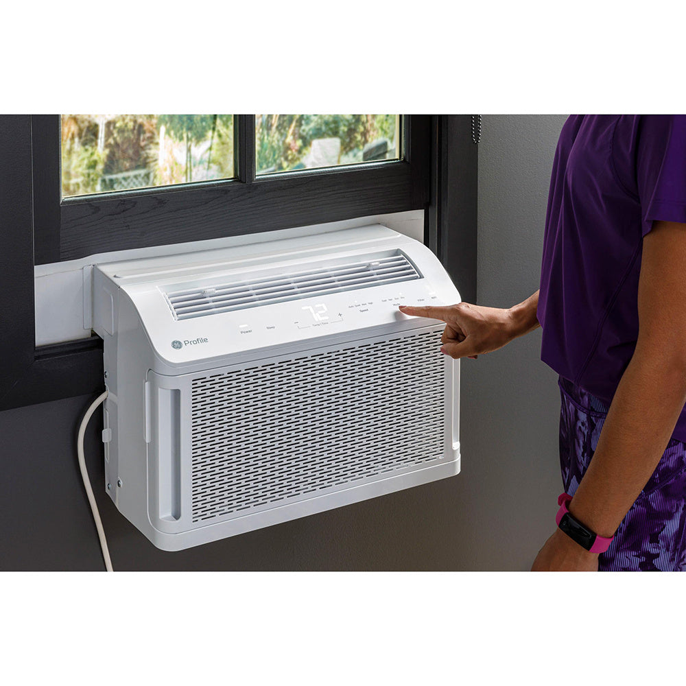 GE Profile ClearView Window Air Conditioner Unit, 8, 300 BTU, Energy Efficient Cooling up to 350 sq ft., Ultra Quiet, SMART Home Capable, Includes Remote, White - Refurbished