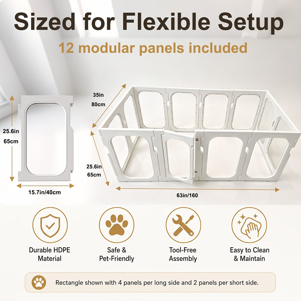 [Acrylic Pet Playpen] Clear Acrylic Dog Playpen With Door, For Puppy Cat Rabbit Transparent Pet Pen, Indoor Dog Playpen, Dog Fence, Easy Assembly And Cleaning Dog Pen For Small To Medium Dogs