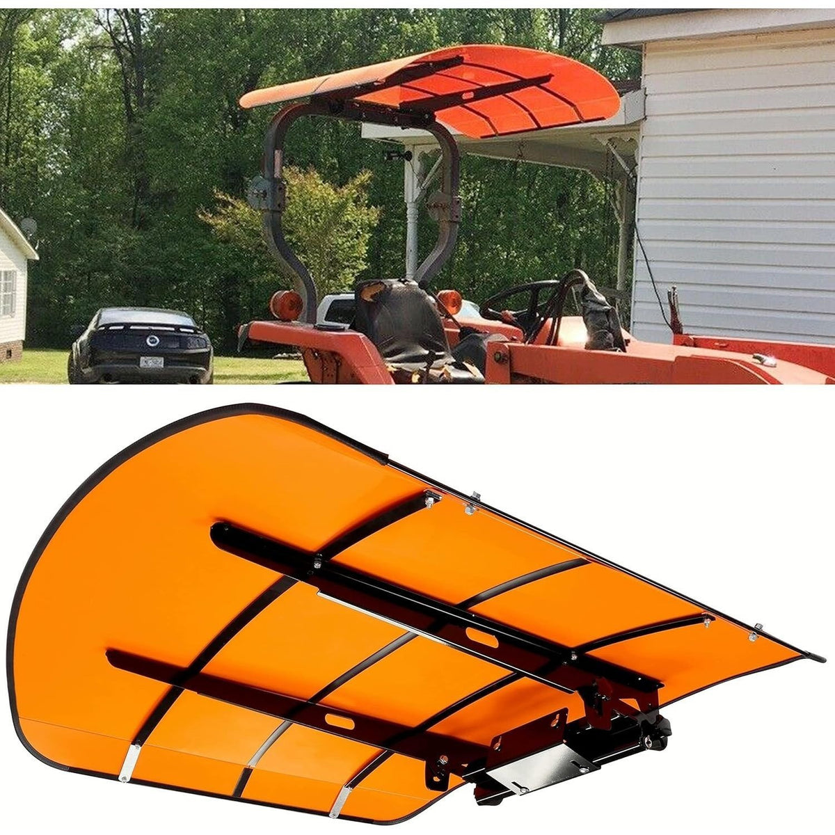 Tractor Canopy Compatible with All ROPS 48-3/8" X 48-3/8" Equipped Tractors and Mowers with a 2" x 2" or 2" x 3" ROPS (Will Add About 4'' to The Height of The Tractor, Red/Orange/Green/Wthite)