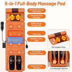 Foldable Full Body Massage Mat with Foot Massager, Heat And Vibration Modes, 3 Heating Levels, 9 Modes And 9 Intensities, Timer Function, Suitable for Home Office