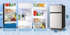 5.0/3.5/2.5 Cu.ft Small Fridge with Freezer 2-Door Compact Refrigerator 7-Level Adjustable Thermostat, Removable Shelves and Bakset, Perfect for Dorm, Office, RV, Bedroom, Silvery