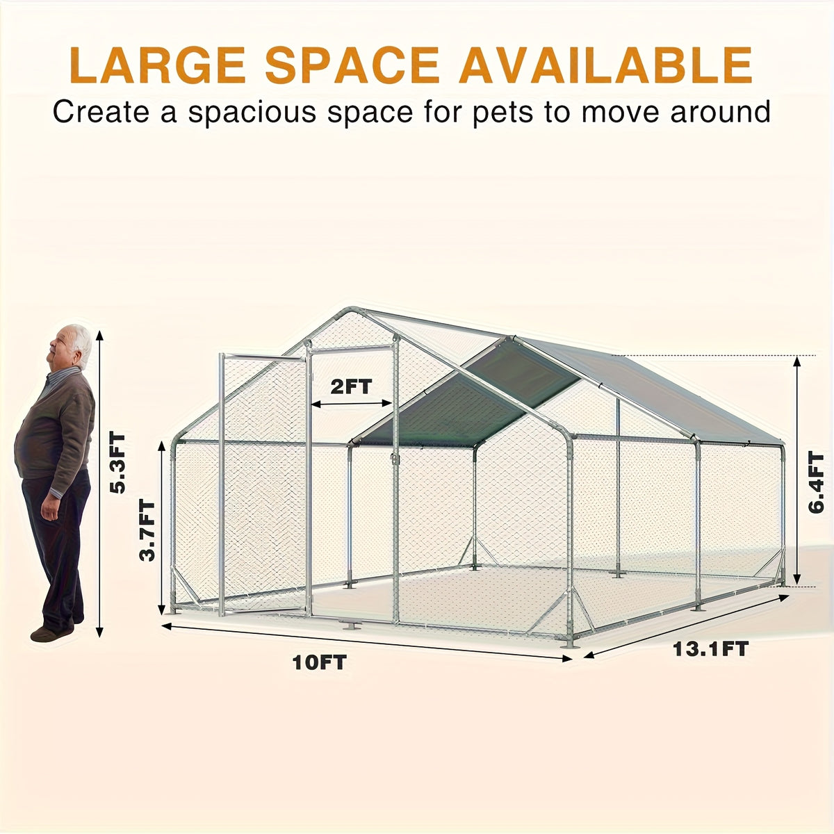 10X13X6.4Ft/10X6.7X6.4Ft Large Metal Chicken Coop with Winter Wrap Cover | Walk-In Chicken Run for Hens/Ducks/Rabbits, All-Weather Poultry Pen with Lock for Outdoor And Backyard, Farm, Duck Rabbit Cage Poultry Pen