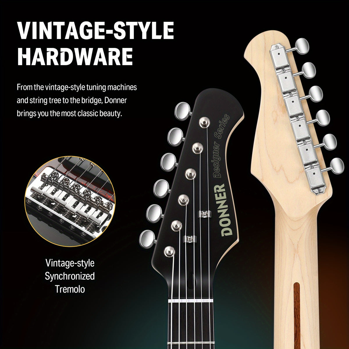 Donner 39 Inch Electric Guitar, Designer Series DST-200 Stylish Solid Body Electric Guitar for Beginner Intermediate & Pro Players, Single Coil Split System, Bonus Bag, Cable, Strap