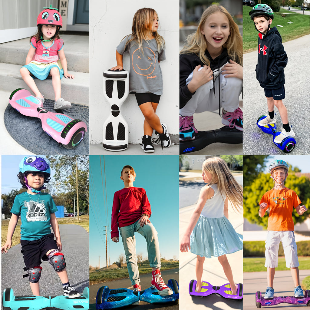 SIMATE 6.5" Hoverboard for Kids, Colorful LED Lights, Self-Balance Technology, Gift for Children, Teenagers And Adults, Maximum Speed Up to 7.5mph, Maximum Range Of 7.5 Miles, 300W