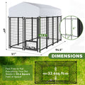 SNDM Outdoor Dog Kennel for Large Dogs, Heavy Duty Welded Wire Steel Dog Playpen Fence with Secure Lock, Dog Pen with Waterproof Roof Cover and 2 Rotating Dog Bowls for Small/Medium/Large Dogs