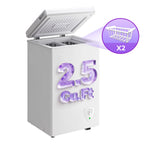 3.5/2.5 Cubic Feet Chest Freezer with 2 Removable Baskets Free Standing Top Open Door Compact Deep Freezer with Adjustable Temperature for Home, Kitchen, Office, Bar