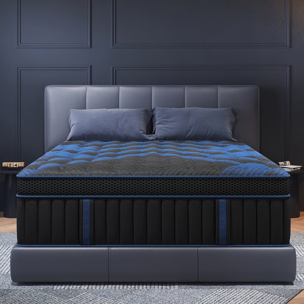 14/12 Inch Memory Foam Mattress Hybrid Pocket Spring Twin Full Queen King Bed Mattress In A Box, Euro Top Medium Firm For Back & Lumbar Support, Individual Pocket Spring Bed For Motion Isolation & Fiberglass Free