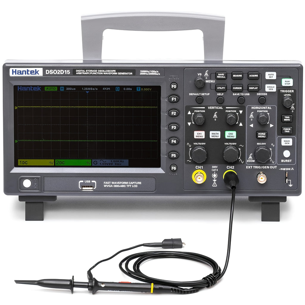 [Hantek Oscilloscope] Hantek DSO2D15 2 Channel Digital Storage Oscilloscope | 150MHz 1GSa/s 8m, 2CH+1CH +Signal Source
