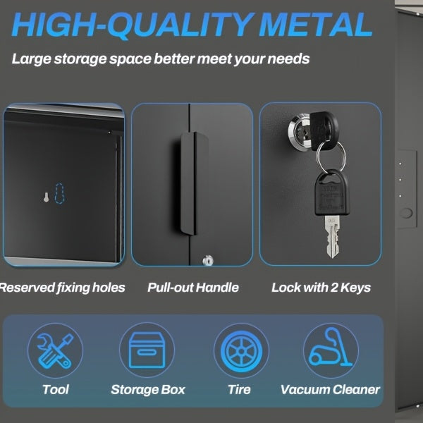 [Metal Storage Cabinet] 71"/72" Office Storage Lockers Metal Garage Storage Cabinet, Steel Locking Storage Cabinet With 2 Doors And 4 Adjustable Shelves For Home Office, Heavy Duty Metal Storage Cabinet For Warehouse, Kitchen, Garage, Black/White