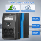 Large Ice Maker, 66Lbs/ 80Lbs/ 100Lbs Commercial Ice Maker, 24 Hour Timer, Self Cleaning Under Ice Machine, Automatic Full Ice Stop, Adjustable Ice Thickness And Ice Making Time, Suitable for Restaurants, Hospitals, Bars, Cafes, Laboratories