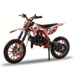 Dirt Bike 50cc Two-Stroke Mini Mountain Motorcycle with Front and Rear Disc Brakes and Top Speed Up to 25 mph